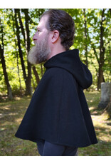 Cloakmakers.com 5832-Washable Black Wool Cloak w/ Silver Bat Embroidery & Black Interior Pockets