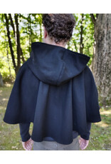 Cloakmakers.com 5832-Washable Black Wool Cloak w/ Silver Bat Embroidery & Black Interior Pockets