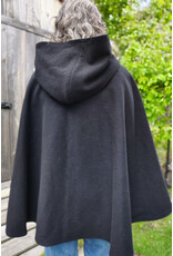 Cloakmakers.com 5833-Washable Black Wool Cloak w/ Fox Embroidery & Clasp plus Orange Velvet Hood Lining