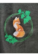 Cloakmakers.com 5833-Washable Black Wool Cloak w/ Fox Embroidery & Clasp plus Orange Velvet Hood Lining