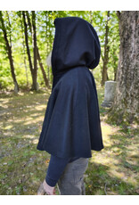 Cloakmakers.com 5834-Washable Black Wool Cloak w/ Cat & Stars Embroidery On Crescent Moon plus Pockets