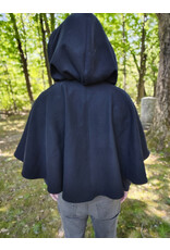 Cloakmakers.com 5834-Washable Black Wool Cloak w/ Cat & Stars Embroidery On Crescent Moon plus Pockets