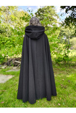 Cloakmakers.com 5835-Washable Black Wool Cloak w/ Purple Velveteen Hood Lining & Gothic Rose Clasp