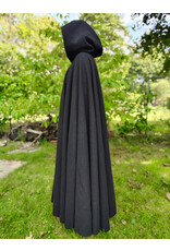 Cloakmakers.com 5835-Washable Black Wool Cloak w/ Purple Velveteen Hood Lining & Gothic Rose Clasp