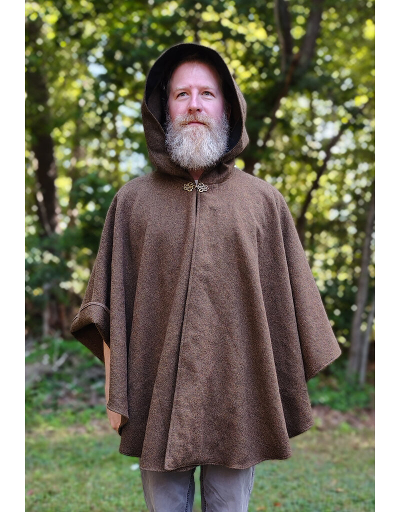 Cloakmakers.com 5836-Washable Wool Blend Ranger Cloak w/ Black Interior Pockets & Bronzed Toned Clasp