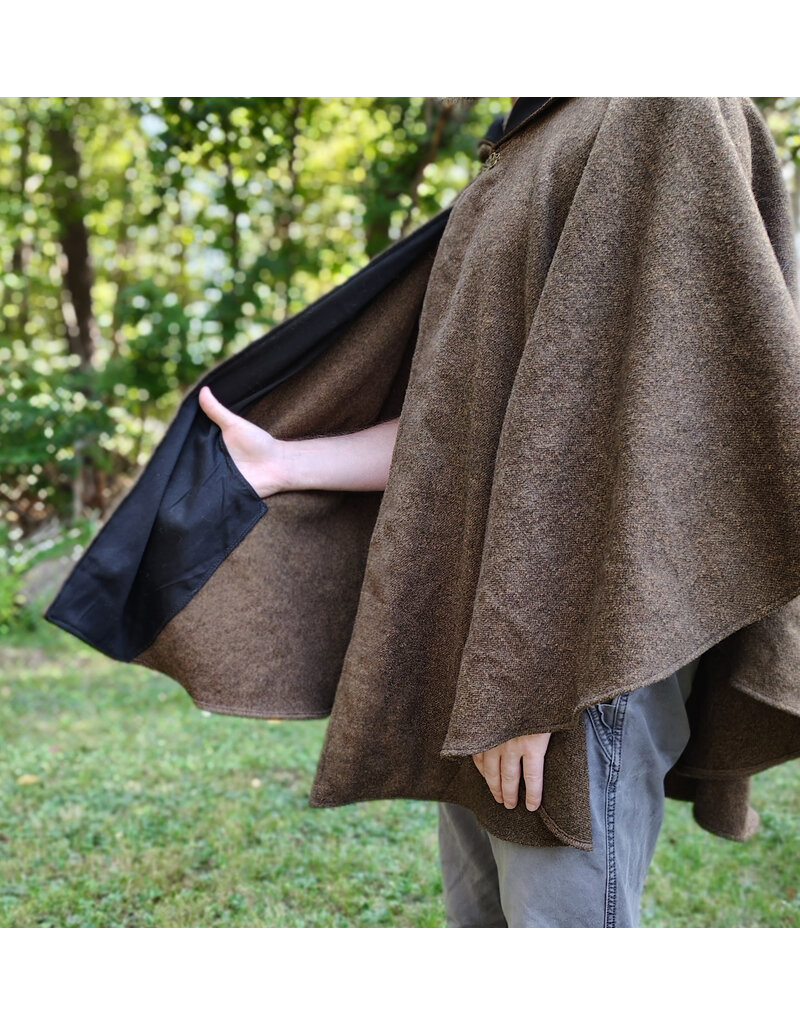 Cloakmakers.com 5836-Washable Wool Blend Ranger Cloak w/ Black Interior Pockets & Bronzed Toned Clasp