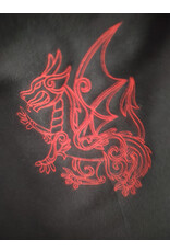 Cloakmakers.com 5837-Washable Black Wool Cloak w/ Red Dragon Embroidery & Pockets