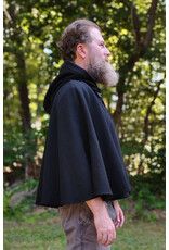 Cloakmakers.com 5837-Washable Black Wool Cloak w/ Red Dragon Embroidery & Pockets