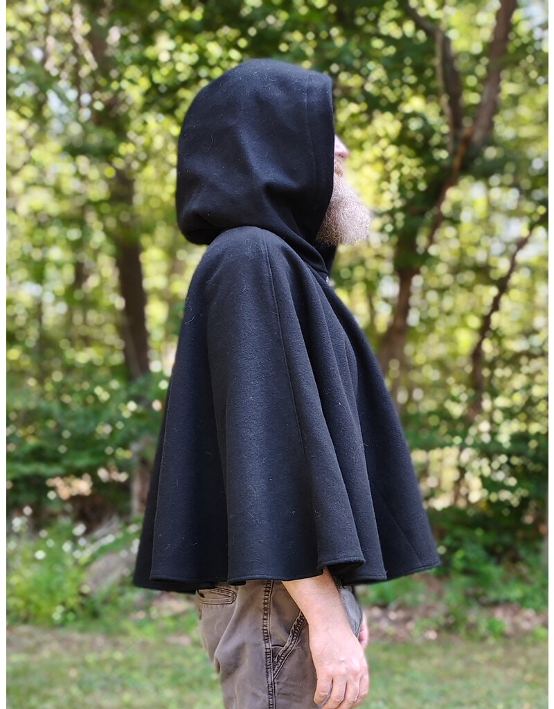 Cloakmakers.com 5837-Washable Black Wool Cloak w/ Red Dragon Embroidery & Pockets