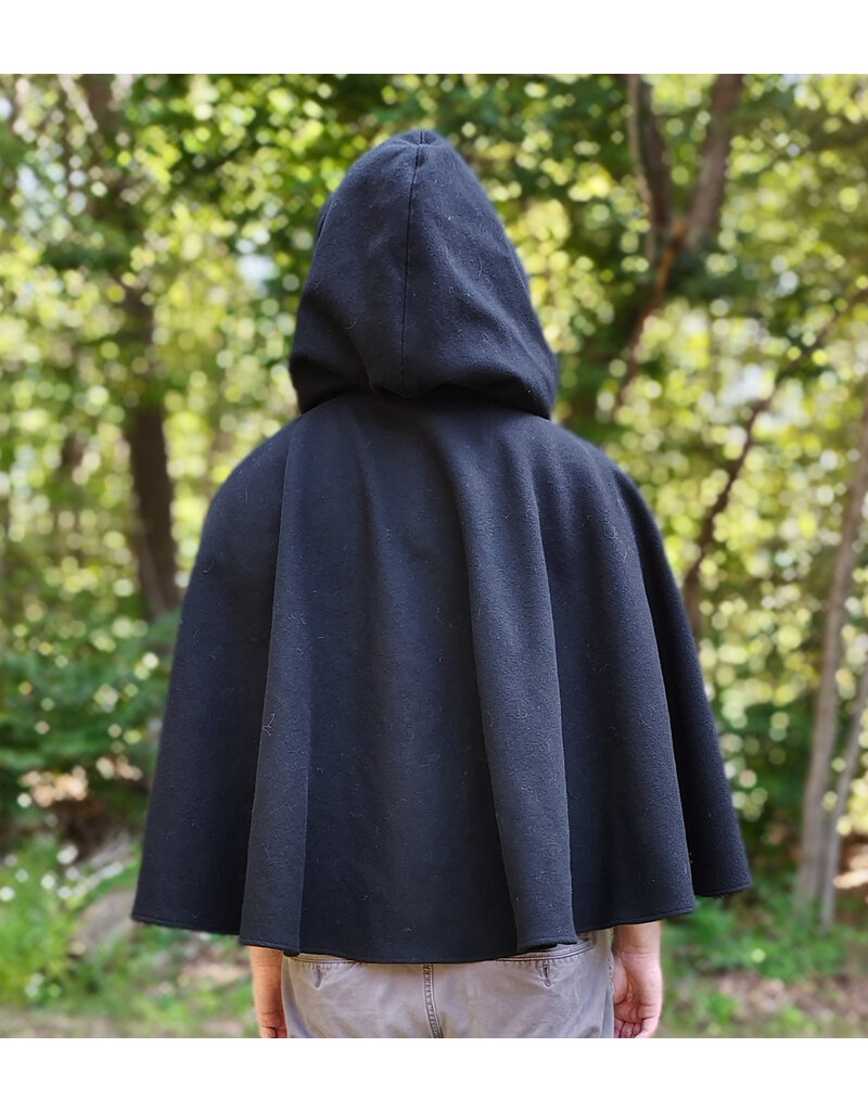 Cloakmakers.com 5837-Washable Black Wool Cloak w/ Red Dragon Embroidery & Pockets