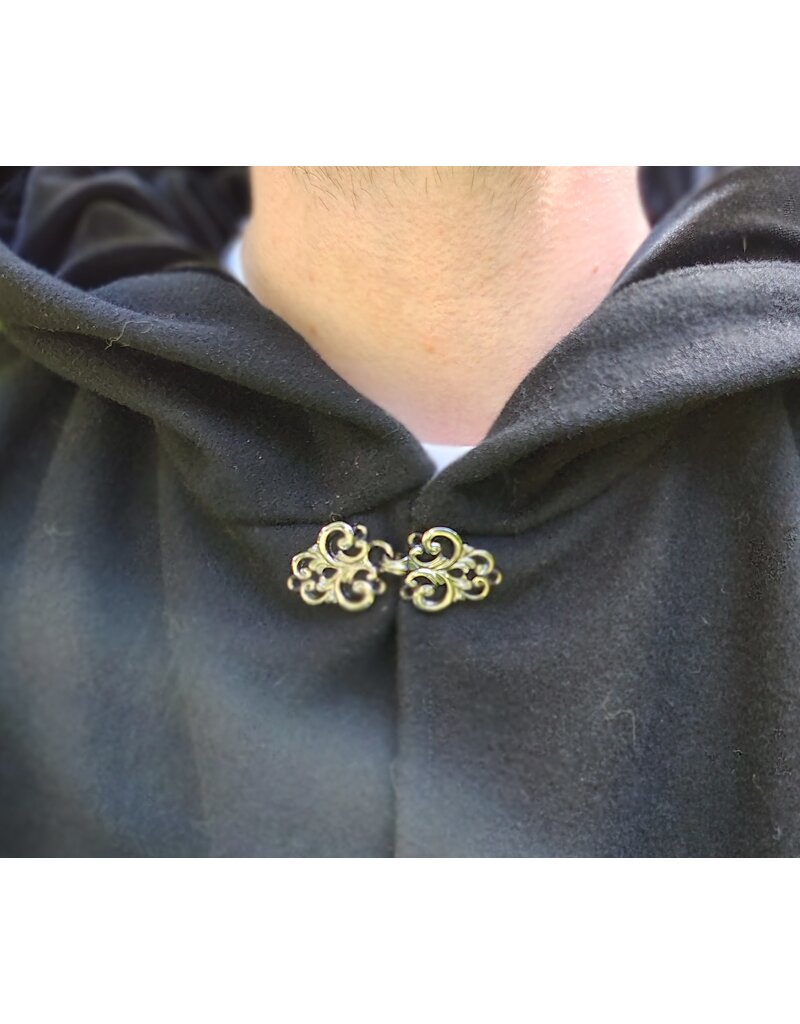 Cloakmakers.com 5837-Washable Black Wool Cloak w/ Red Dragon Embroidery & Pockets