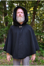 Cloakmakers.com 5839-Washable Black Wool Cloak w/ Black Velvet Hood Lining & Pockets