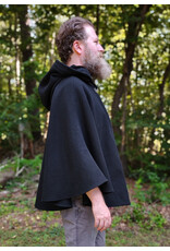 Cloakmakers.com 5839-Washable Black Wool Cloak w/ Black Velvet Hood Lining & Pockets
