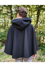 Cloakmakers.com 5839-Washable Black Wool Cloak w/ Black Velvet Hood Lining & Pockets