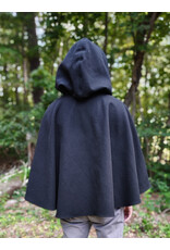 Cloakmakers.com 5839-Washable Black Wool Cloak w/ Black Velvet Hood Lining & Pockets