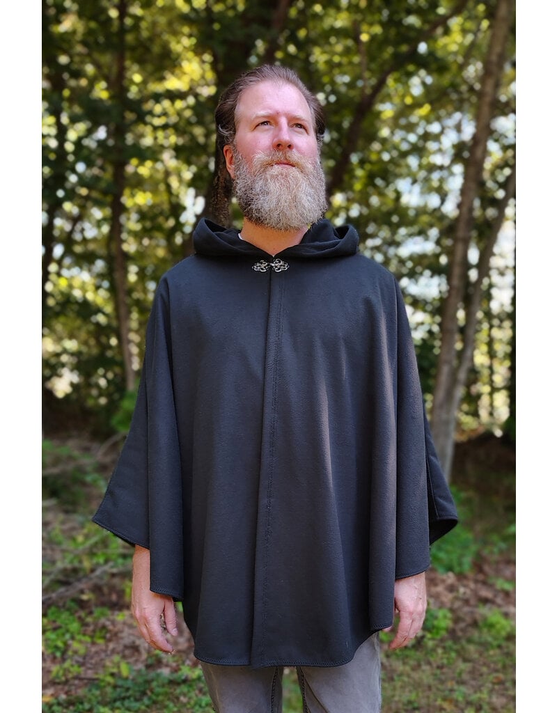 Cloakmakers.com 5840-Washable Black Fleece Cloak w/ Rain Resistance & Silver Toned Clasp