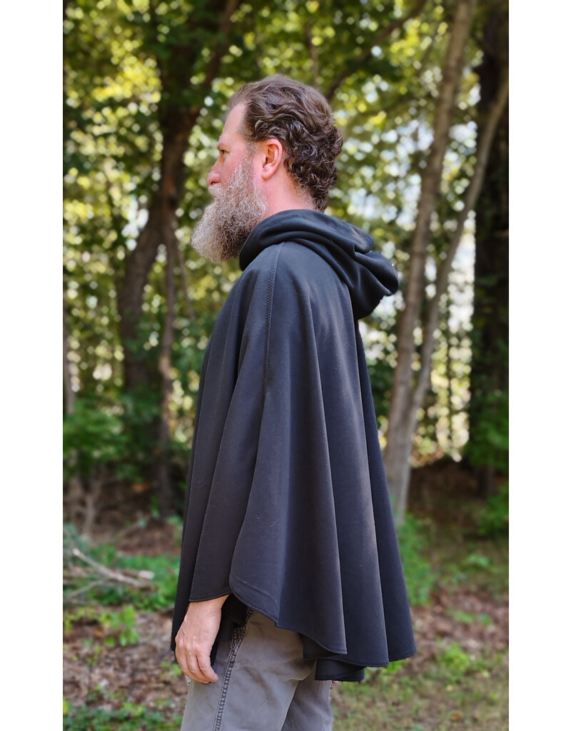 Cloakmakers.com 5840-Washable Black Fleece Cloak w/ Rain Resistance & Silver Toned Clasp