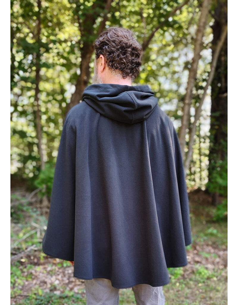 Cloakmakers.com 5840-Washable Black Fleece Cloak w/ Rain Resistance & Silver Toned Clasp