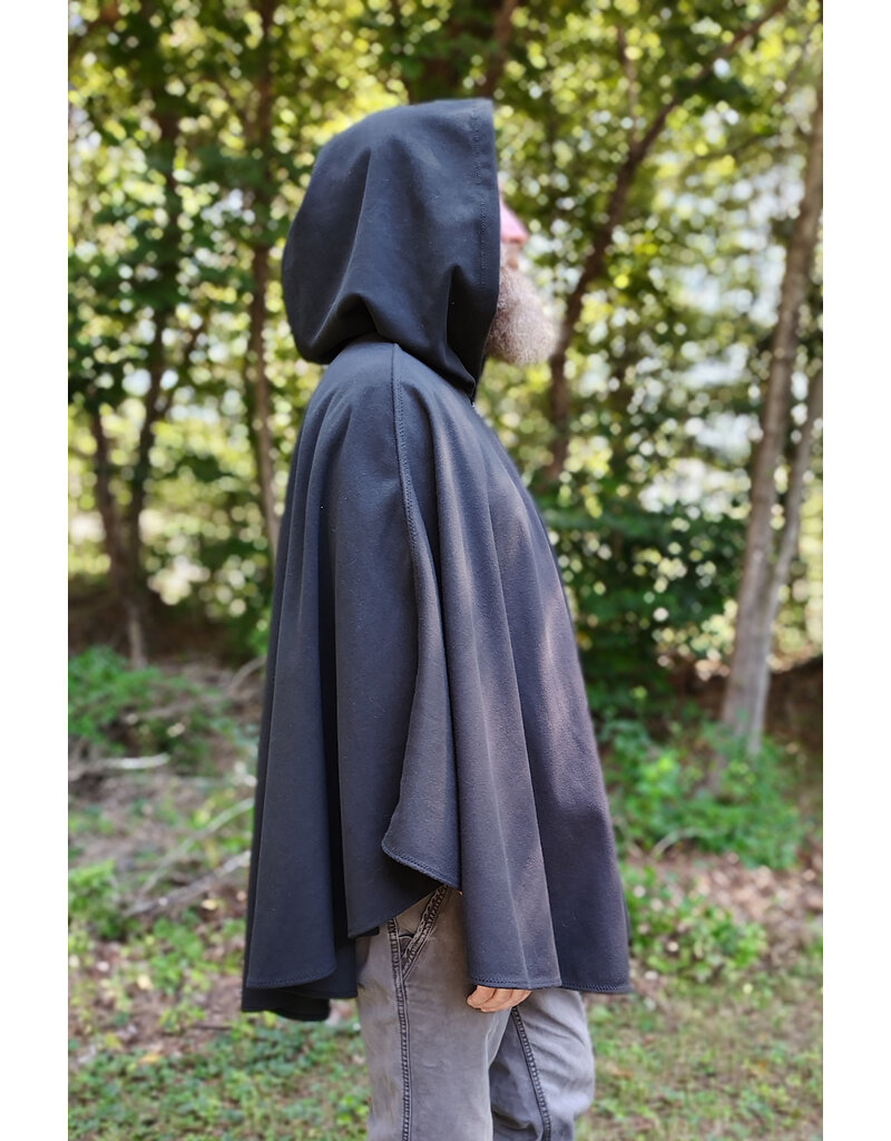 Cloakmakers.com 5840-Washable Black Fleece Cloak w/ Rain Resistance & Silver Toned Clasp