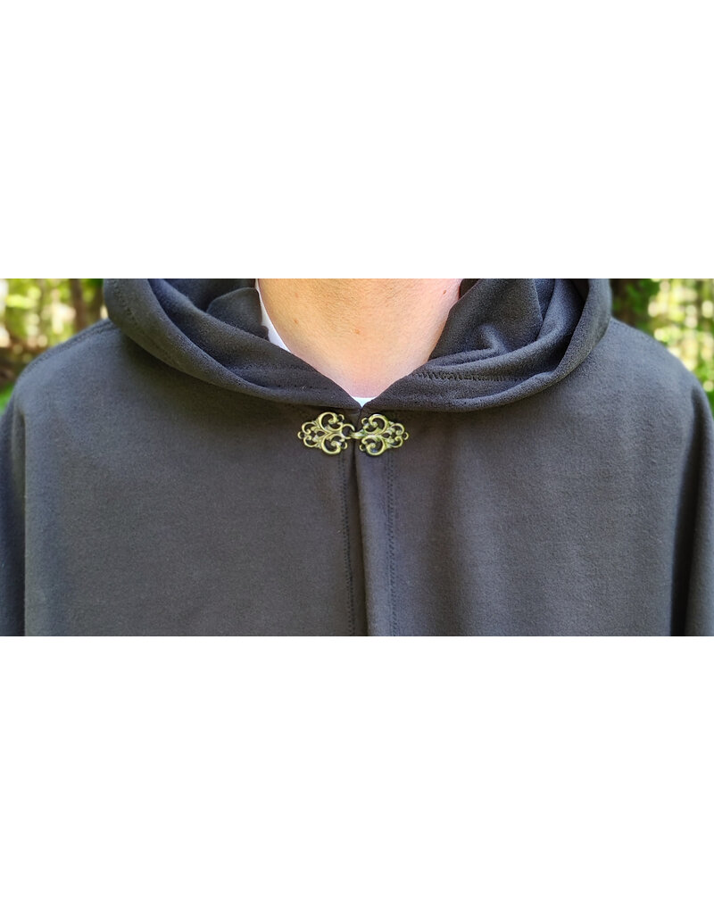 Cloakmakers.com 5840-Washable Black Fleece Cloak w/ Rain Resistance & Silver Toned Clasp