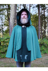 Cloakmakers.com 5843-Washable Green Wool Cloak w/ Dragon Embroidery & Dragon Clasp