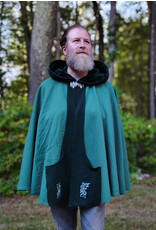 Cloakmakers.com 5843-Washable Green Wool Cloak w/ Dragon Embroidery & Dragon Clasp