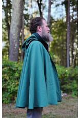Cloakmakers.com 5843-Washable Green Wool Cloak w/ Dragon Embroidery & Dragon Clasp