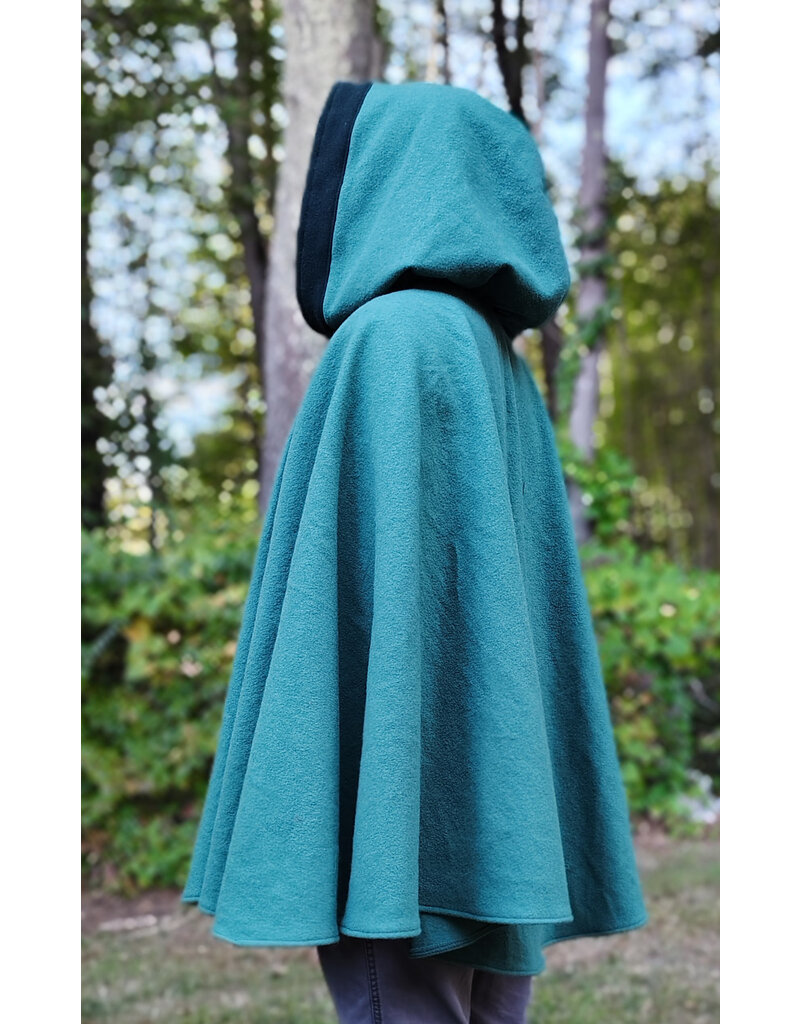 Cloakmakers.com 5843-Washable Green Wool Cloak w/ Dragon Embroidery & Dragon Clasp
