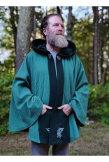 Cloakmakers.com 5843-Washable Green Wool Cloak w/ Dragon Embroidery & Dragon Clasp