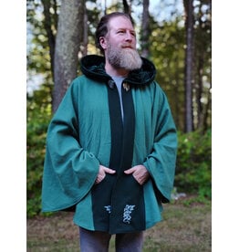 Cloakmakers.com 5843-Washable Green Wool Cloak w/ Dragon Embroidery & Dragon Clasp