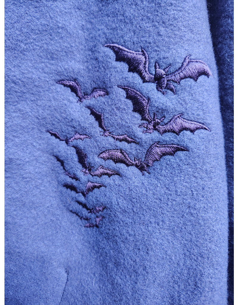 Cloakmakers.com 5844-Washable Purple Wool Cloak w/ Purple Bat Embroidery & Hood Lining