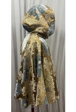 Cloakmakers.com 5495 - Washable Brocade Short Cloak w/ Tan Moleskin Hood Lining, Pockets