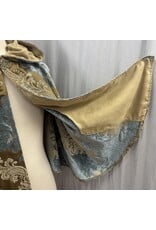 Cloakmakers.com 5495 - Washable Brocade Short Cloak w/ Tan Moleskin Hood Lining, Pockets