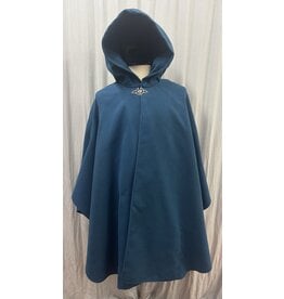 Cloakmakers.com 5493 - Washable Teal Ruana Shaped Shoulder Cloak w/ Teal Moleskin Hood Lining, Pockets