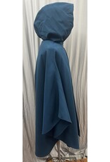 Cloakmakers.com 5493 - Washable Teal Faux Wool Ruana Shaped Shoulder Cloak w/ Teal Moleskin Hood Lining, Pockets