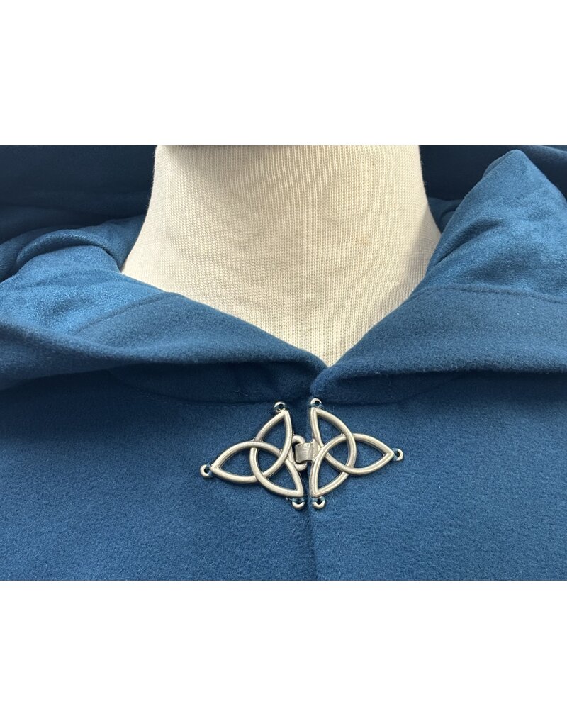 Cloakmakers.com 5493 - Washable Teal Faux Wool Ruana Shaped Shoulder Cloak w/ Teal Moleskin Hood Lining, Pockets
