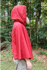 Cloakmakers.com 5738-Washable Red Wool Blend Cloak w/ Fox Embroidery, Black Hood Lining & Pockets