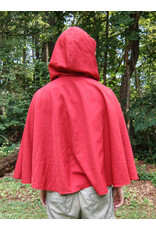 Cloakmakers.com 5738-Washable Red Wool Blend Cloak w/ Fox Embroidery, Black Hood Lining & Pockets