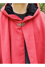 Cloakmakers.com 5738-Washable Red Wool Blend Cloak w/ Fox Embroidery, Black Hood Lining & Pockets