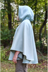 Cloakmakers.com 5847-Short Light Blue Wool Blend Cloak w/ Gothic Rose Clasp