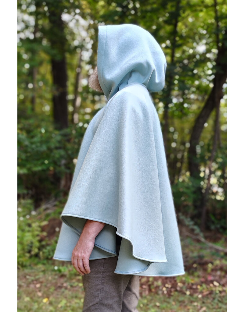 Cloakmakers.com 5847-Short Light Blue Wool Blend Cloak w/ Gothic Rose Clasp