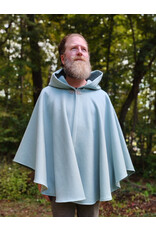 Cloakmakers.com 5847-Short Light Blue Wool Blend Cloak w/ Gothic Rose Clasp