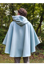 Cloakmakers.com 5847-Short Light Blue Wool Blend Cloak w/ Gothic Rose Clasp