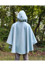 Cloakmakers.com 5847-Short Light Blue Wool Blend Cloak w/ Gothic Rose Clasp