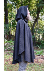 Cloakmakers.com 5848-Black Wool Blend Cloak w/ Incised Novelty Weave & Silver Toned Clasp