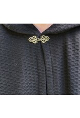 Cloakmakers.com 5848-Black Wool Blend Cloak w/ Incised Novelty Weave & Silver Toned Clasp