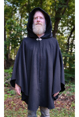 Cloakmakers.com 5848-Black Wool Blend Cloak w/ Incised Novelty Weave & Silver Toned Clasp