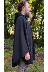 Cloakmakers.com 5848-Black Wool Blend Cloak w/ Incised Novelty Weave & Silver Toned Clasp