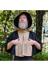Cloakmakers.com 5849-Washable Black & Tan Wool Cloak w/ Green Ivy Embroidery & Black Hood Lining