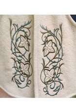 Cloakmakers.com 5849-Washable Black & Tan Wool Cloak w/ Green Ivy Embroidery & Black Hood Lining